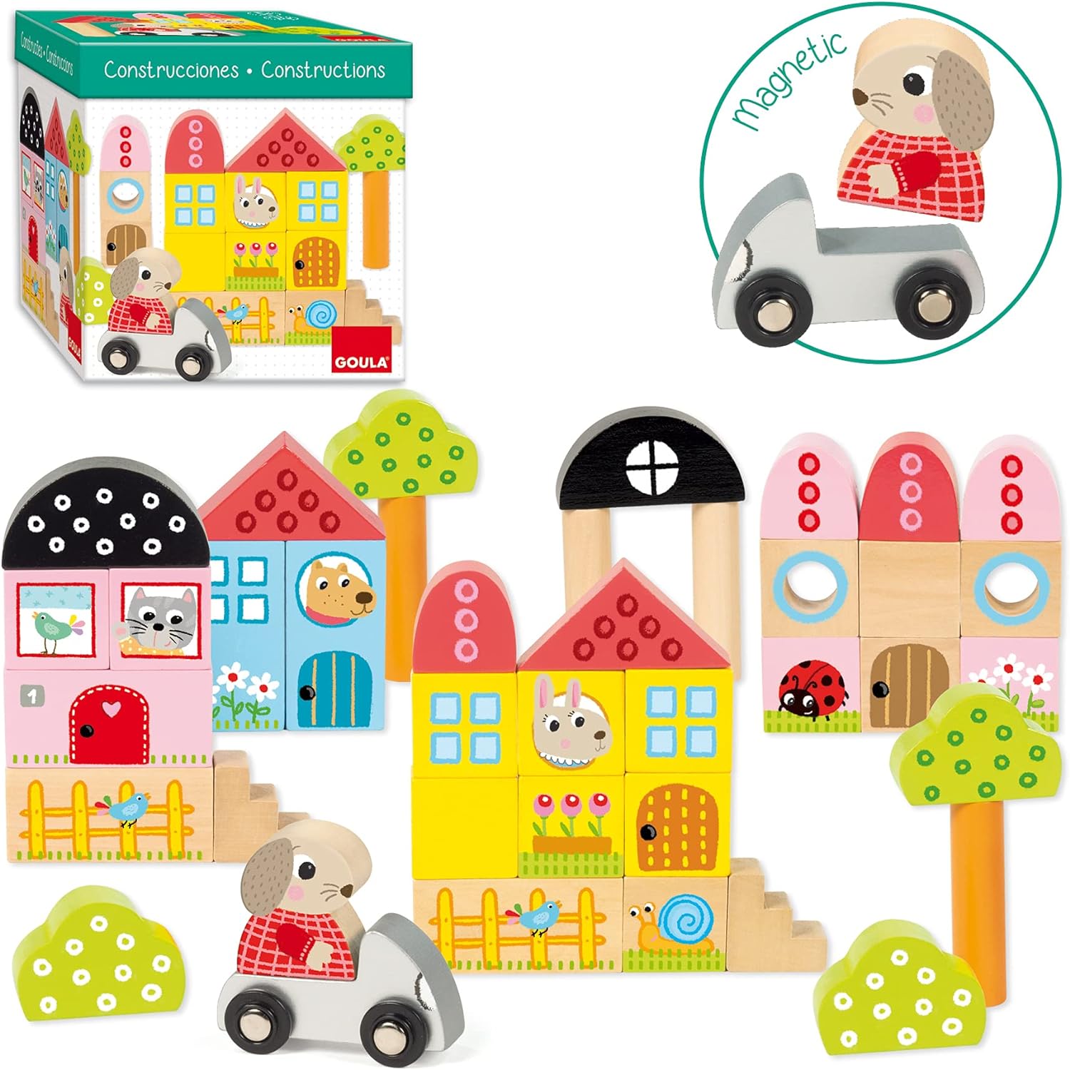 Goula - Pack 40 piezas de arquitectura conejito, Juego de construcciones para niños a partir de 1 año