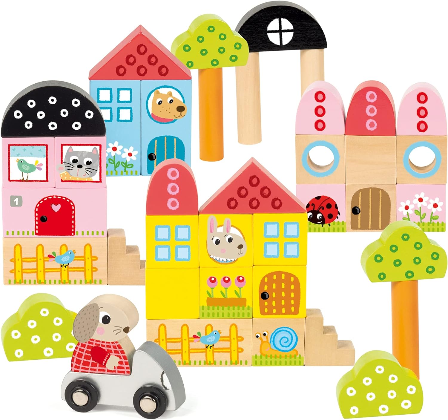 Goula - Pack 40 piezas de arquitectura conejito, Juego de construcciones para niños a partir de 1 año
