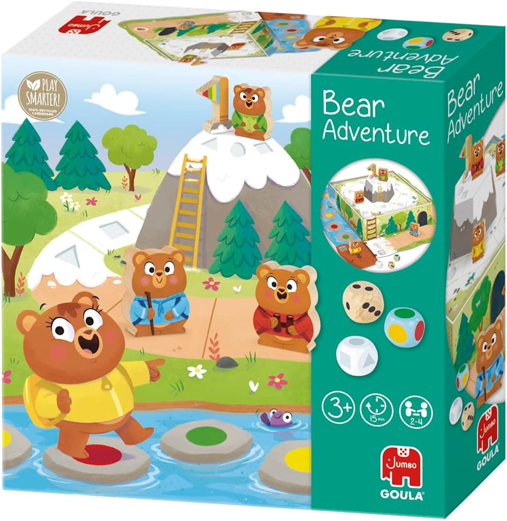 Goula Bear Adventure - Kids Board Games, Capture the Flag Game - Reach the Mountain & Develop Early Learning Skills - Fun Puzzle Board Games for Children - For 2 to 4 Players, Ages 3 Years Plus