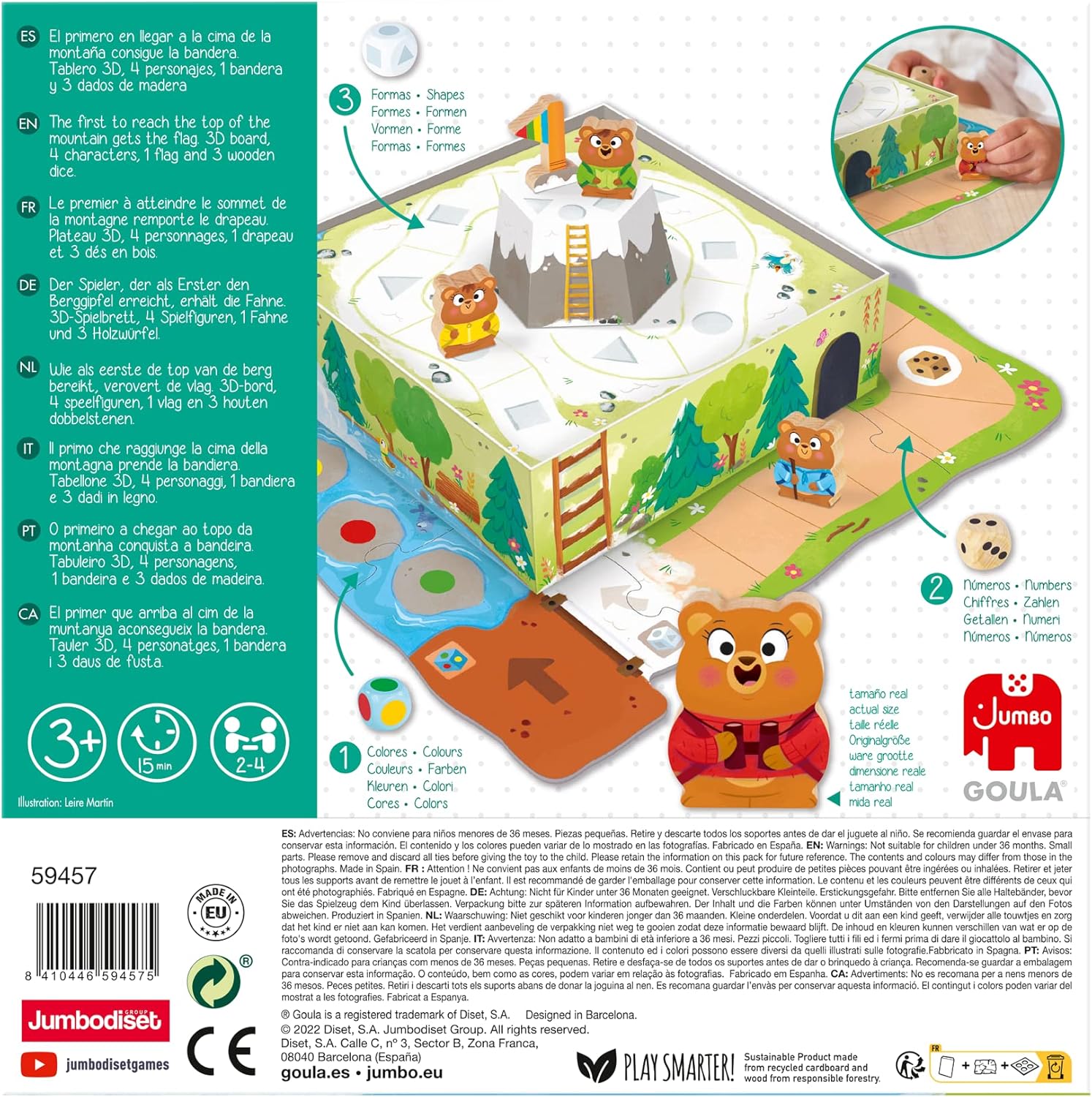 Goula Bear Adventure - Kids Board Games, Capture the Flag Game - Reach the Mountain & Develop Early Learning Skills - Fun Puzzle Board Games for Children - For 2 to 4 Players, Ages 3 Years Plus