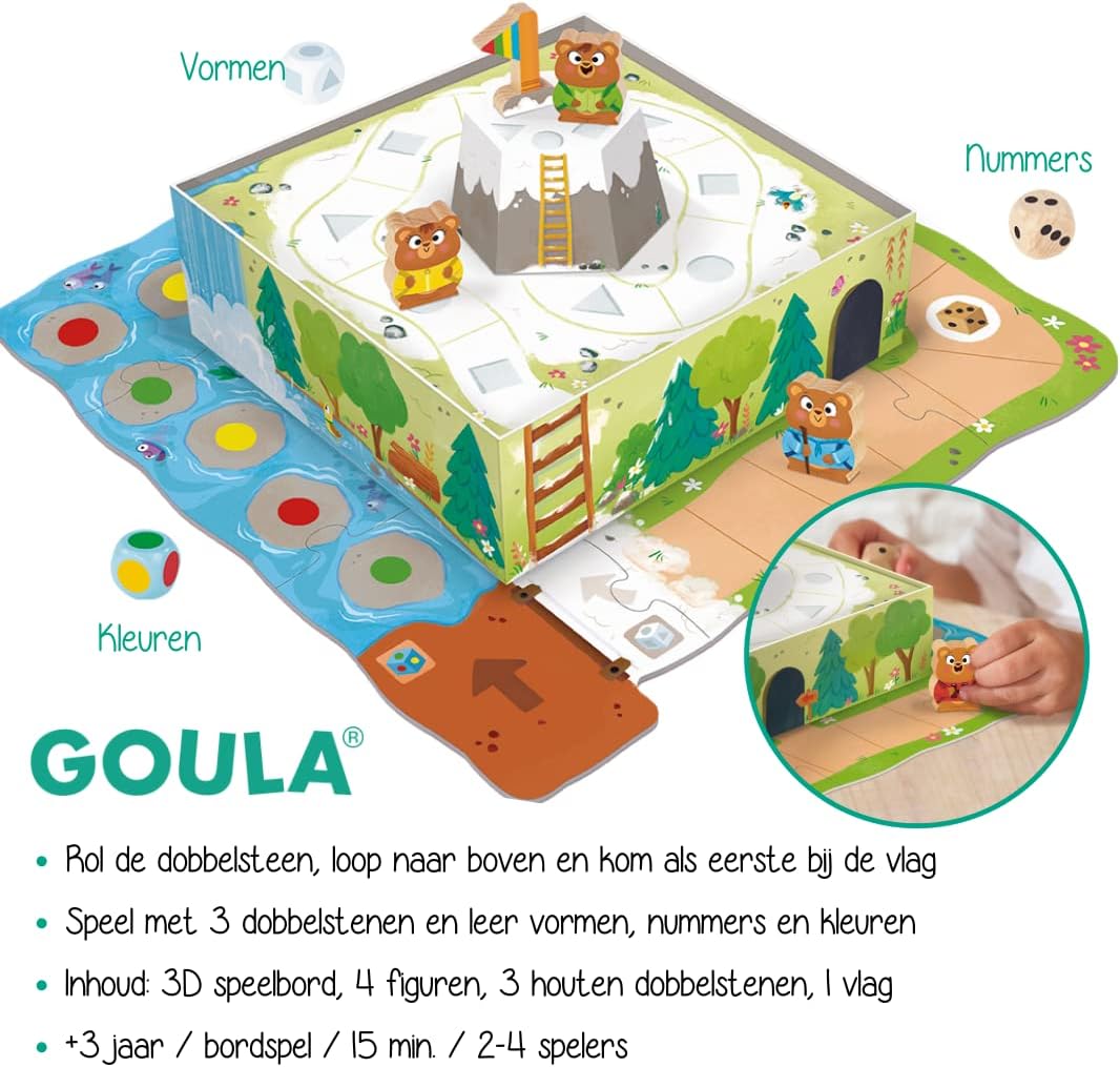 Goula Bear Adventure - Kids Board Games, Capture the Flag Game - Reach the Mountain & Develop Early Learning Skills - Fun Puzzle Board Games for Children - For 2 to 4 Players, Ages 3 Years Plus