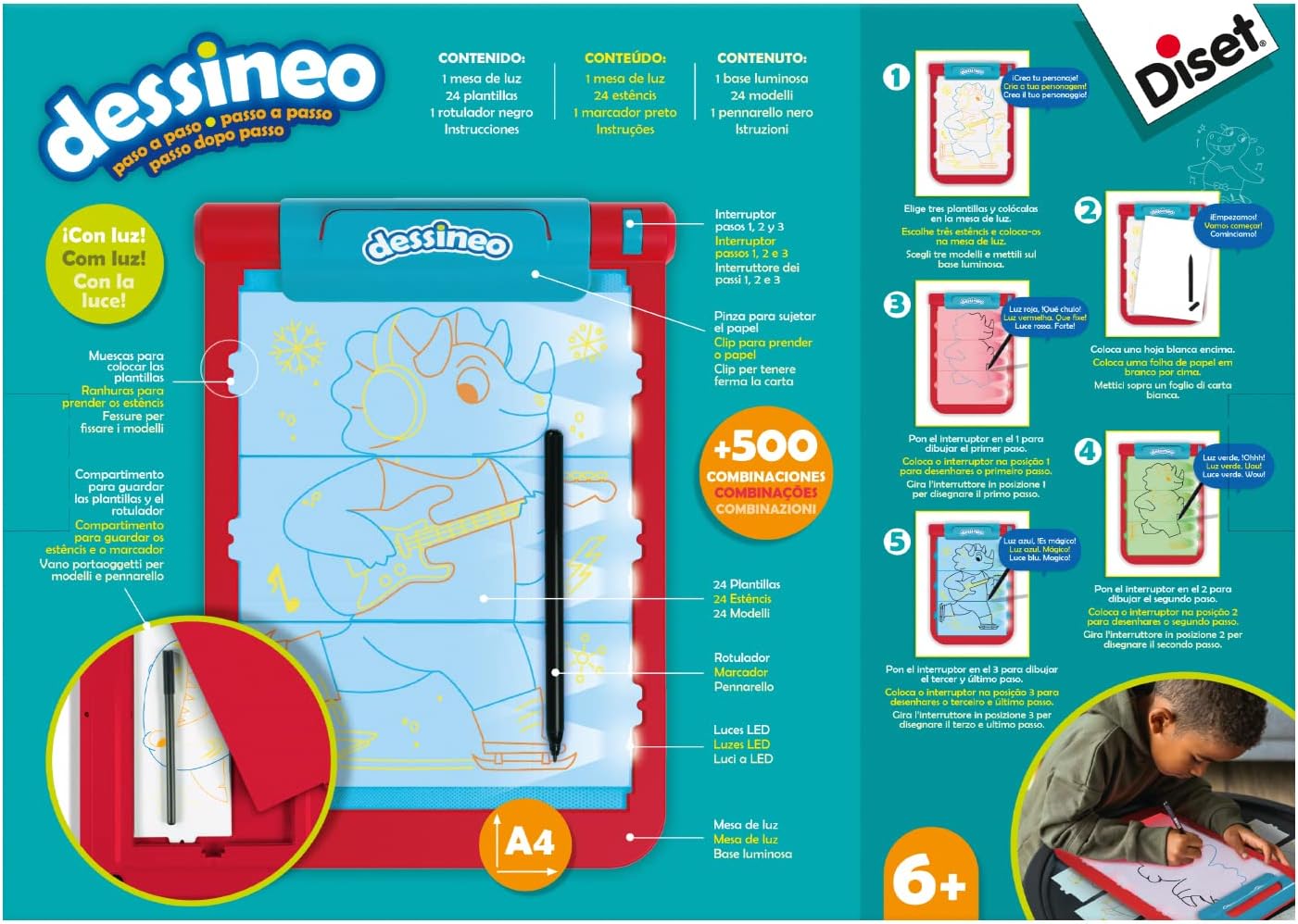 Diset Dessineo Personaggi Giocattolo educativo per imparare a disegnare i personaggi per bambini dai 6 anni