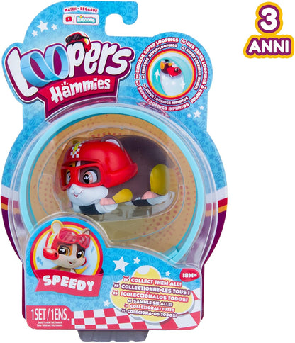 LOOPERS Hammies Speedy, Hamster Collectible Interactive Vehicle with Circuit Runs Inside and Out of Your Wheel - Toy and Game for Boys and Girls + 3 Years Old