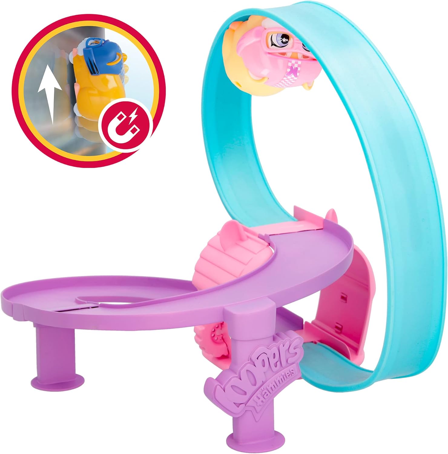 LOOPERS IMC Toys Hammies Cookie Hamster, interactief verzamelvoertuig met schakeling, die in en uit het wiel loopt, speelgoed en spel voor jongens en meisjes vanaf 3 jaar