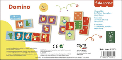 Cayro - Reversible Dominoes for Children - Wooden Dominoes - Animal Drawings and Numeric Points - Educational Game 2 Years - Cognitive Development - Observation and Logic Game