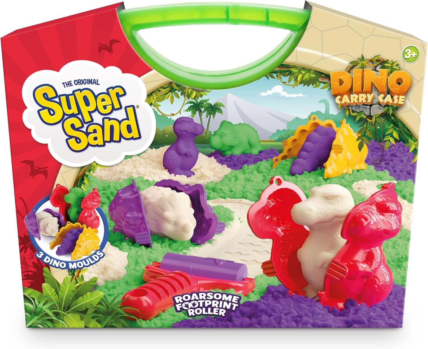 Super Sand Goliath, Colorful Sand and Dinosaur Sculpture Case for Children Ages Three and Above - No Dry and No Dirty Sand