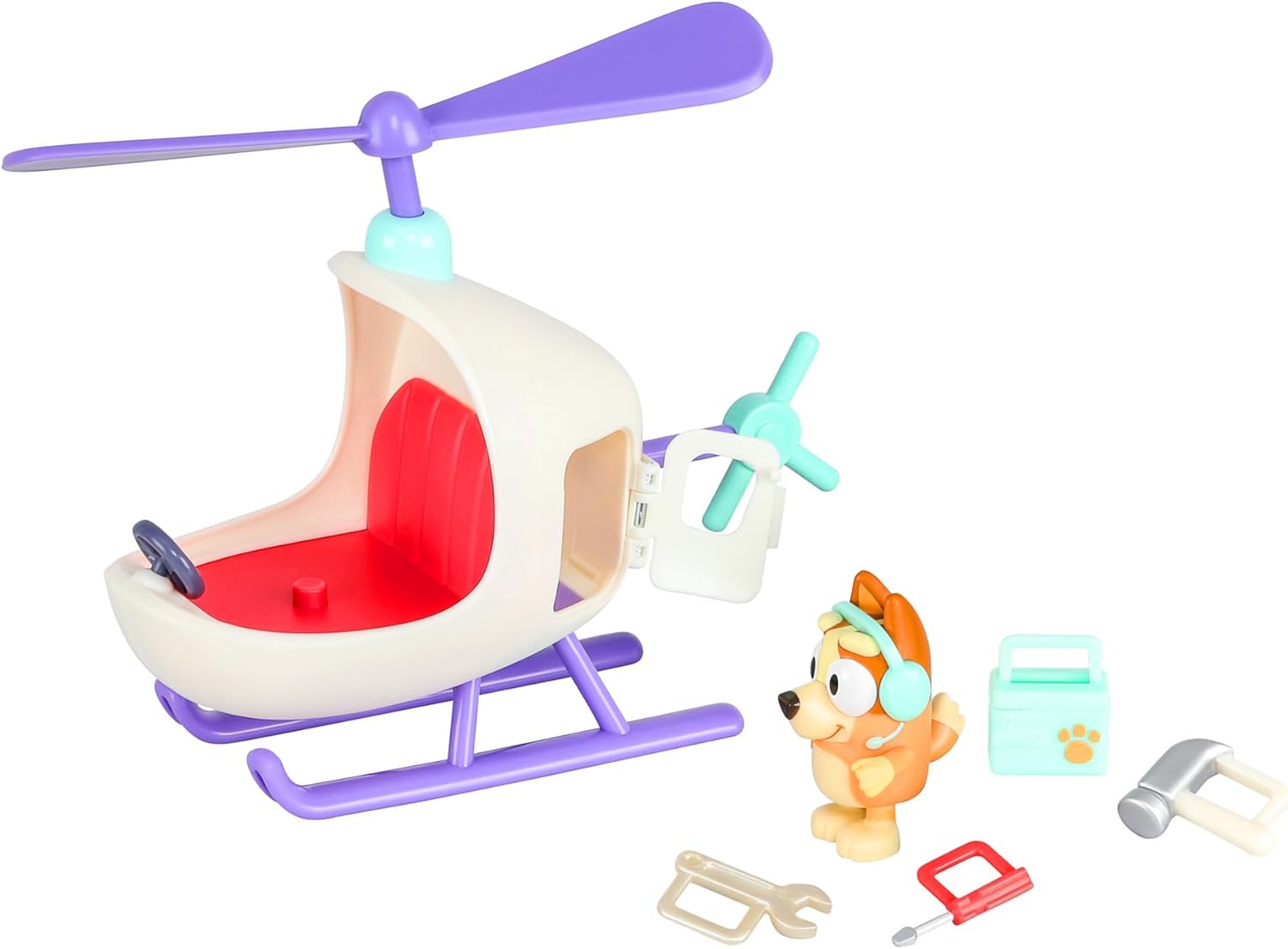 Bluey Voertuig en figuurpakket Bingo's helikopter met 2,5 inch bingo figuur en gereedschap accessoires