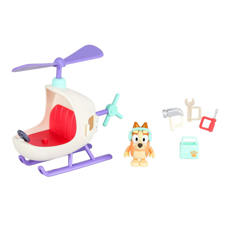 Bluey Voertuig en figuurpakket Bingo's helikopter met 2,5 inch bingo figuur en gereedschap accessoires