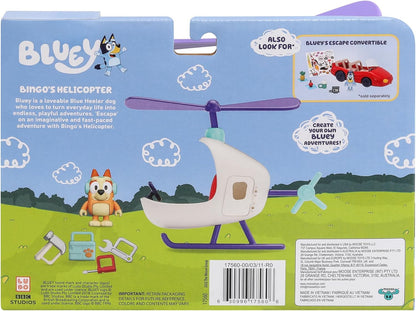 Bluey Voertuig en figuurpakket Bingo's helikopter met 2,5 inch bingo figuur en gereedschap accessoires
