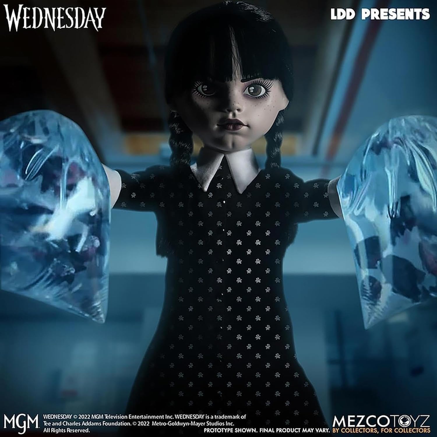 Mezco LDD Presents Wednesday Doll Black/White, 100% Plastic, Gift Boxed