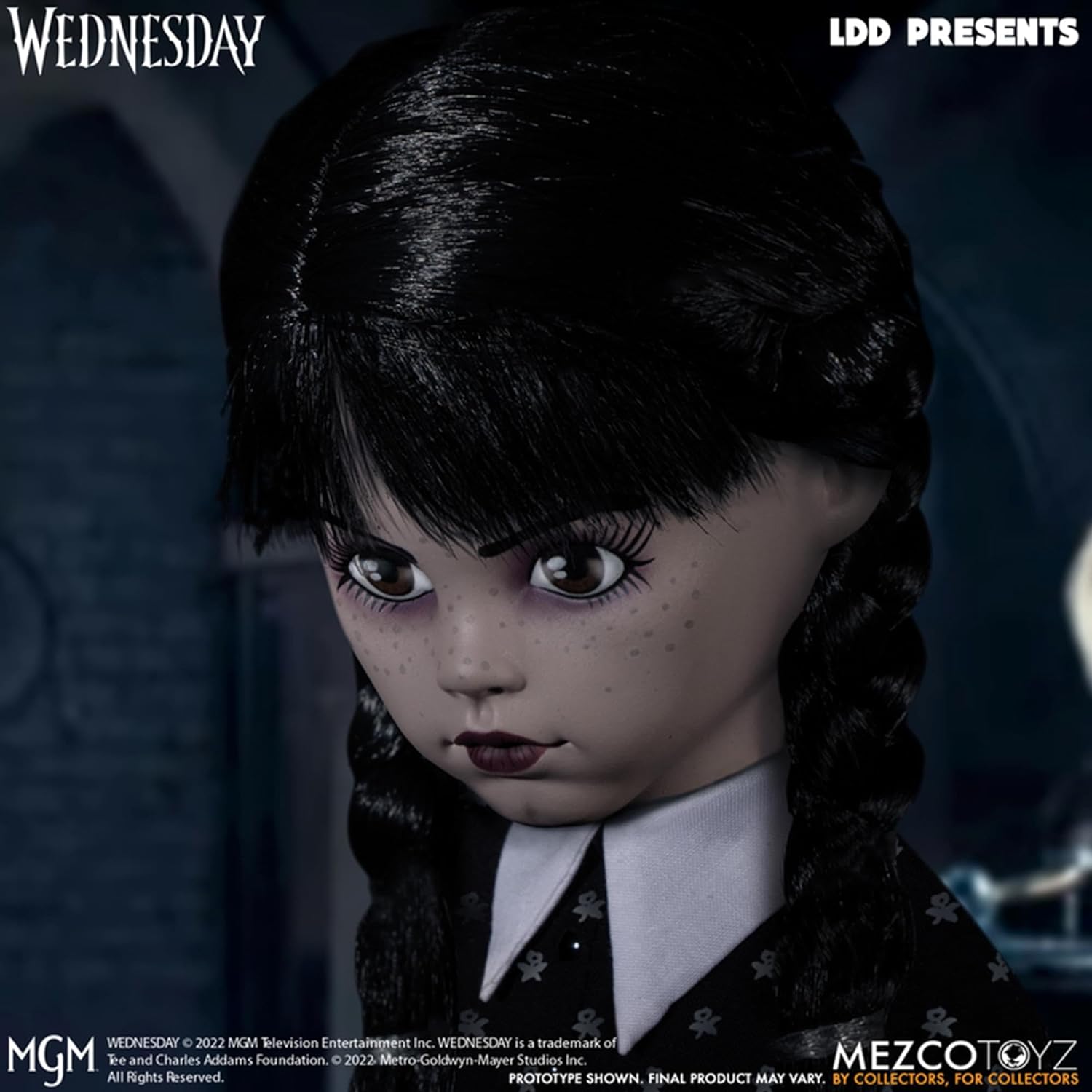 Mezco LDD Presents Wednesday Doll Black/White, 100% Plastic, Gift Boxed
