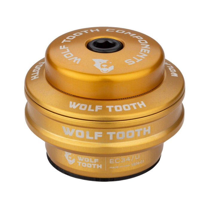 Wolf Tooth Performance EC34/28.6 Upper Headset 16mm Stack Gold | Lightweight Aluminium Headset Stainless Steel Bearings Wide Colour Range