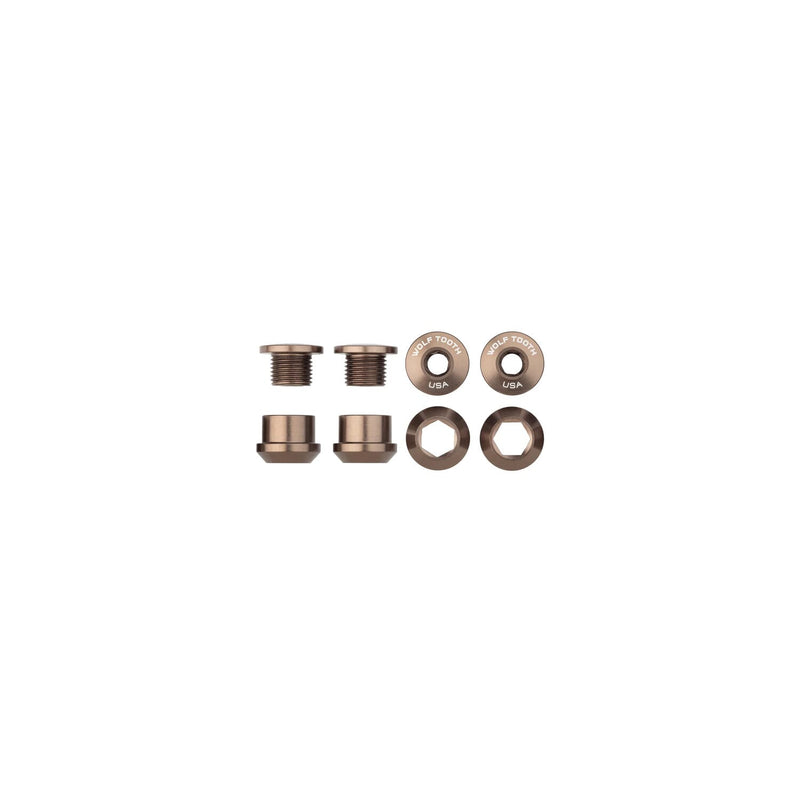 Wolf Tooth Chainring Bolts and Nuts for 1x - Set of 4 Espresso M8 x.75 x 4
