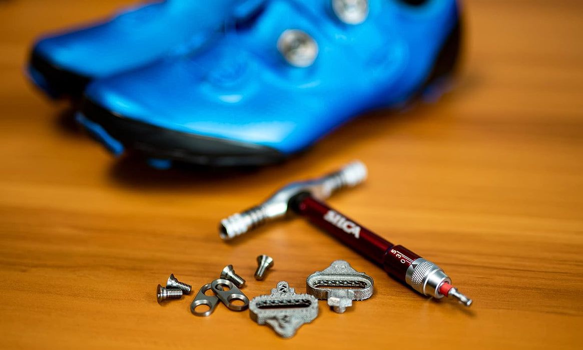 SILCA Kit tacchette Ti stampate in 3D | Pedali Shimano SPD | 1 coppia con viti e piastre in titanio