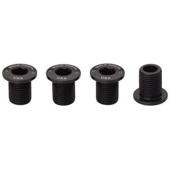 Wolf Tooth Chainring Bolts for 1x - Set of 4 Black 10mm