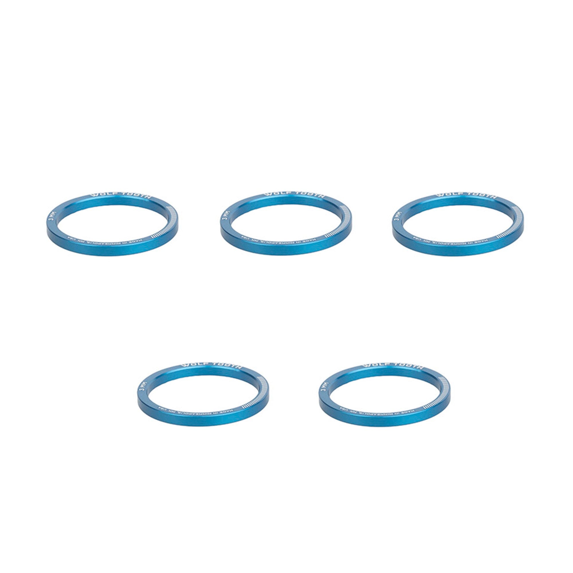 Wolf Tooth Precision Headset Spacers - 5 Pack Blue 3mm