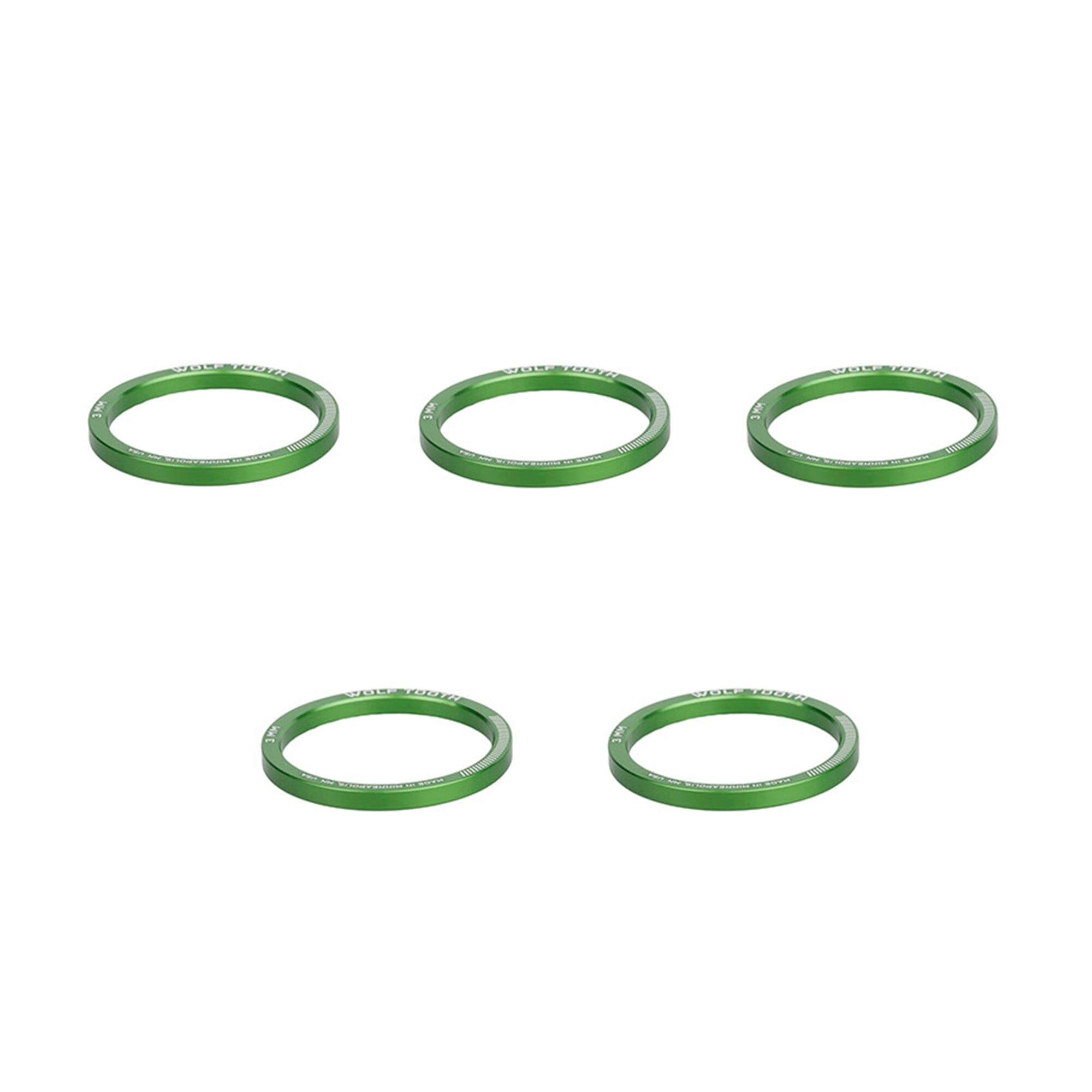 Lobo Diente Componentes Headset espaciador 5 unidades, 3 mm, verde