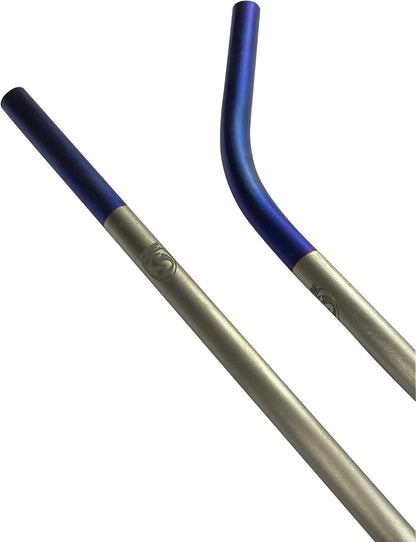 SILCA Anodized Titanium straw set of 2, one straight 8.5" + one bent 8.5", 6.35mm 3/2.5 Tubing (Royal Purple)