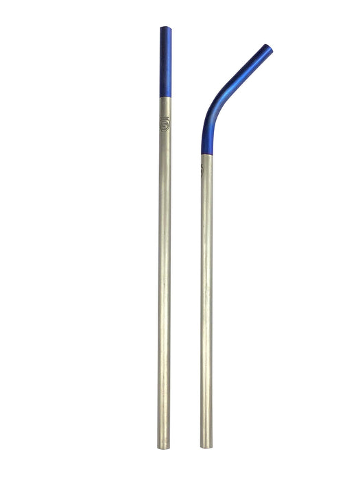 SILCA Anodized Titanium straw set of 2, one straight 8.5" + one bent 8.5", 6.35mm 3/2.5 Tubing (Royal Purple)