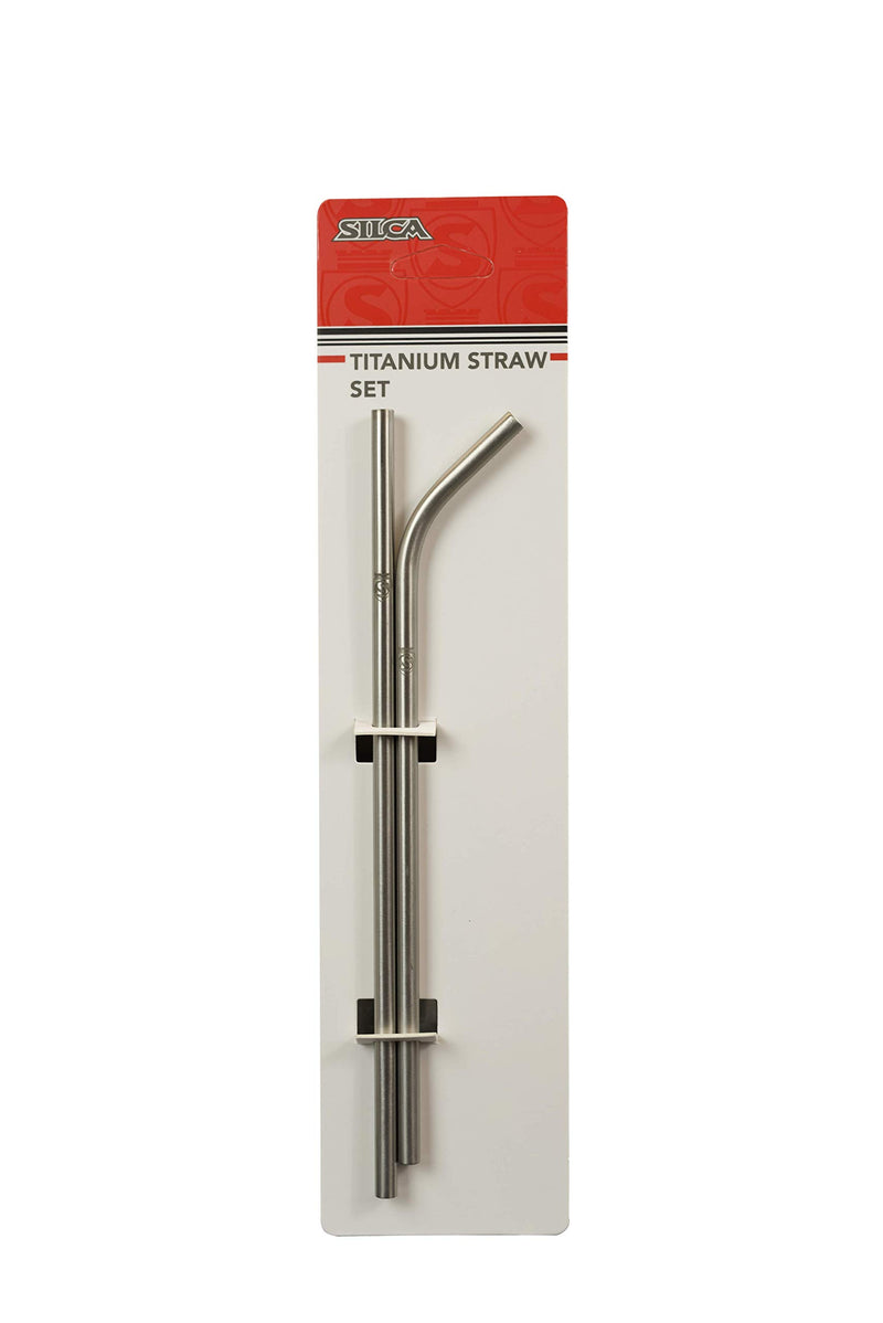 SILCA Anodized Titanium straw set of 2, one straight 8.5" + one bent 8.5", 6.35mm 3/2.5 Tubing (Clear