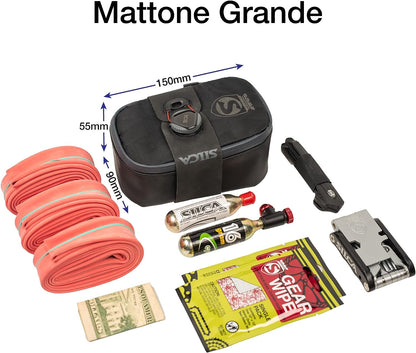 SILCA Mattone Grande | Bicycle Seat Bag secured by BOA Capture System | YKK Waterproof Zipper | 77 Cubic Centimeters of Storage Space | Bike Saddle Bag