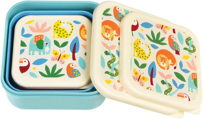 Children's Reusable BPA Free Snack Boxes (Set of 3) - Choice of Design (Wild Wonders)