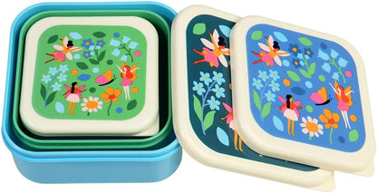 Rex London Fairies in The Garden Reusable BPA Free Snack Boxes (Set of 3) Multicolour