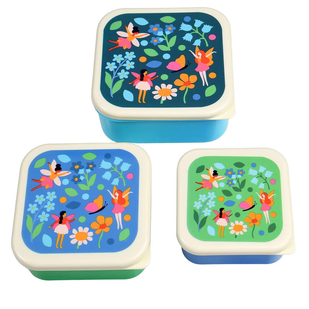 Rex London Fairies in The Garden Reusable BPA Free Snack Boxes (Set of 3) Multicolour