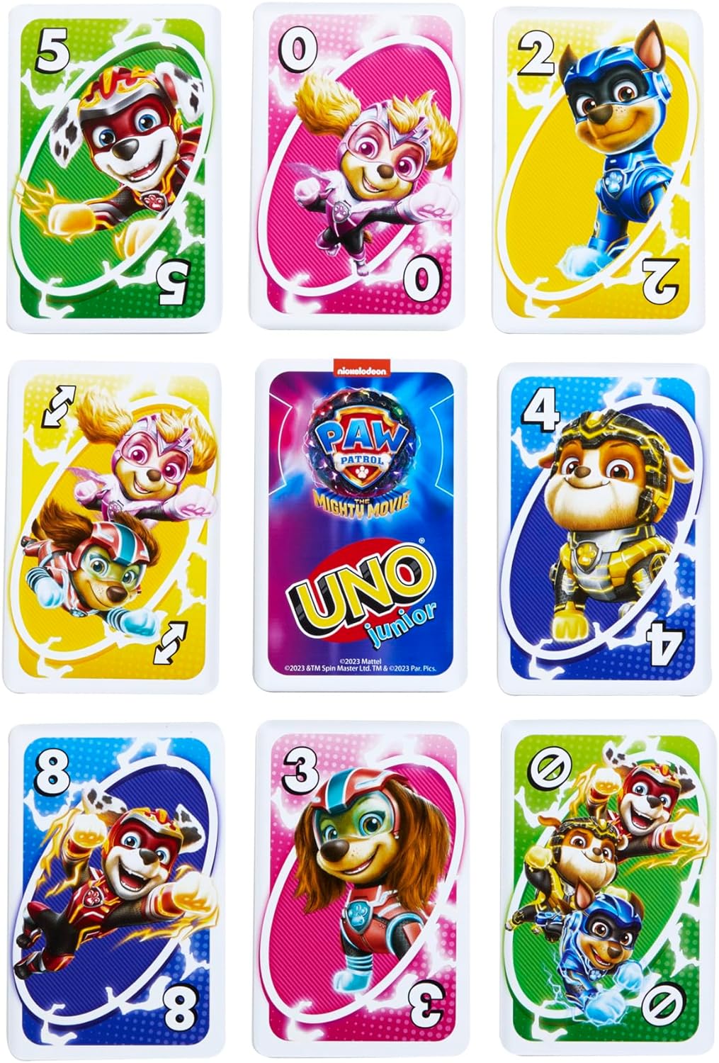 UNO Junior Paw Patrol: The Mighty Movie Kids Card Game for Family Night Featuring 3 Levels of Play