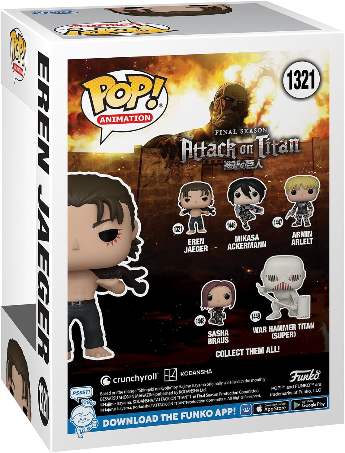Funko POP! Animation: AoT - Eren Jaeger Jeager - Attack on Titan - Collectable Vinyl Figure - Gift Idea - Official Merchandise - Toys for Kids & Adults - Anime Fans - Model Figure for Collectors