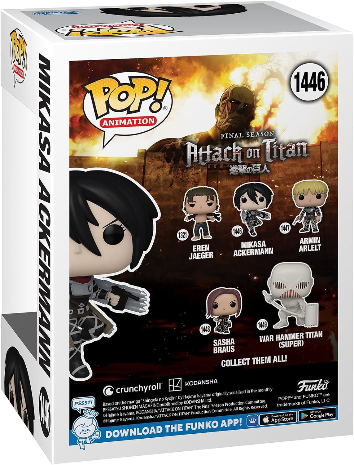 Funko POP! Animation: AoT - Mikasa Ackerman - Attack on Titan - Collectable Vinyl Figure - Gift Idea - Official Merchandise - Toys for Kids & Adults - Anime Fans - Model Figure for Collectors