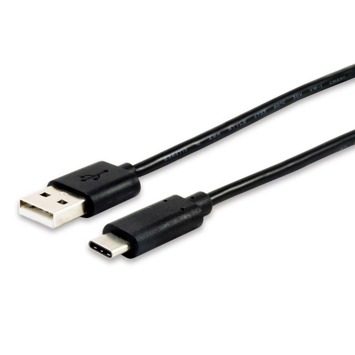E-Quip equip 12888107 1 m USB A USB C Black USB Cable – USB Cables (USB A, USB c, Male/Male, Straight, Straight, Nickel