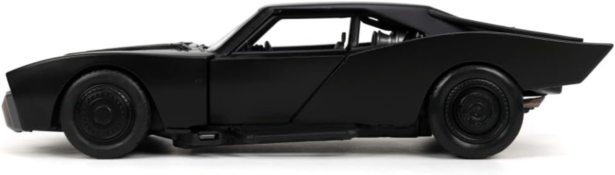 DC Comics 1:24 The Batman Batmobile - Coche Fundido a presión con Figura de Batman de 2.75 Pulgadas, Juguetes para niños y Adultos, Negro/Plateado