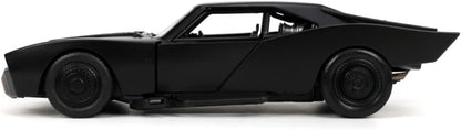 DC Comics 1:24 The Batman Batmobile - Coche Fundido a presión con Figura de Batman de 2.75 Pulgadas, Juguetes para niños y Adultos, Negro/Plateado
