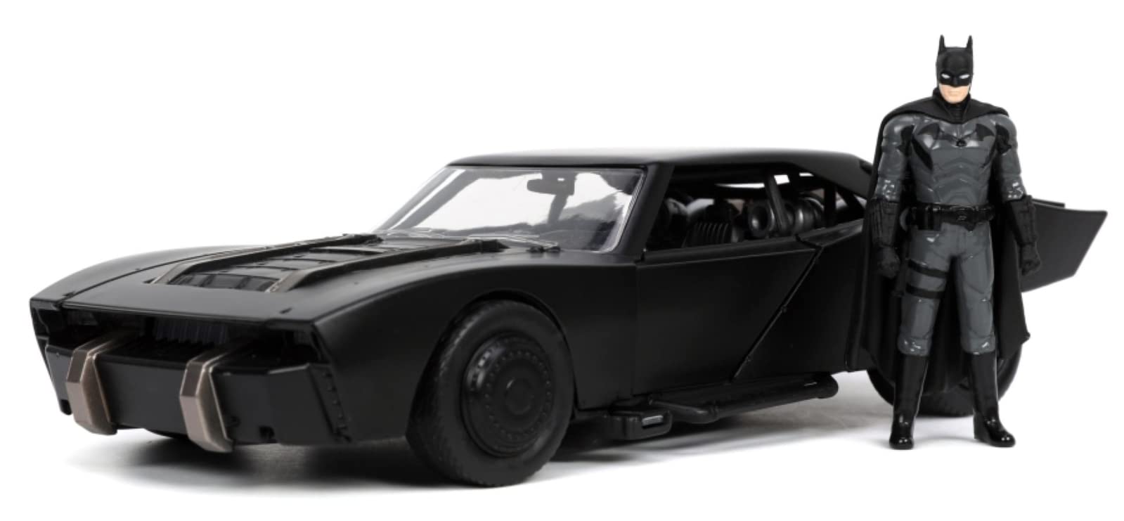 DC Comics 1:24 The Batman Batmobile - Coche Fundido a presión con Figura de Batman de 2.75 Pulgadas, Juguetes para niños y Adultos, Negro/Plateado