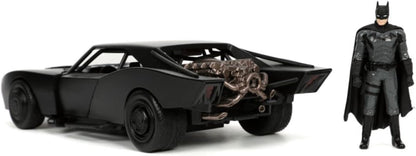 DC Comics 1:24 The Batman Batmobile - Coche Fundido a presión con Figura de Batman de 2.75 Pulgadas, Juguetes para niños y Adultos, Negro/Plateado
