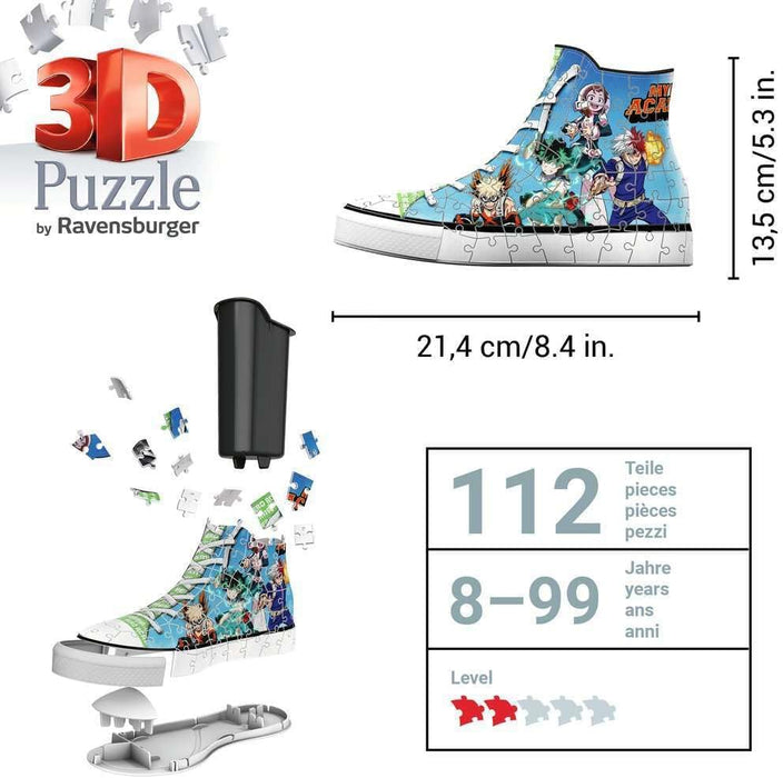 Ravensburger - Puzzle 3D Sneaker - My Hero Academia - Pot à crayons - A partir de 8 ans - 108 pièces numérotées à assembler sans colle - Accessoires inclus - 11567