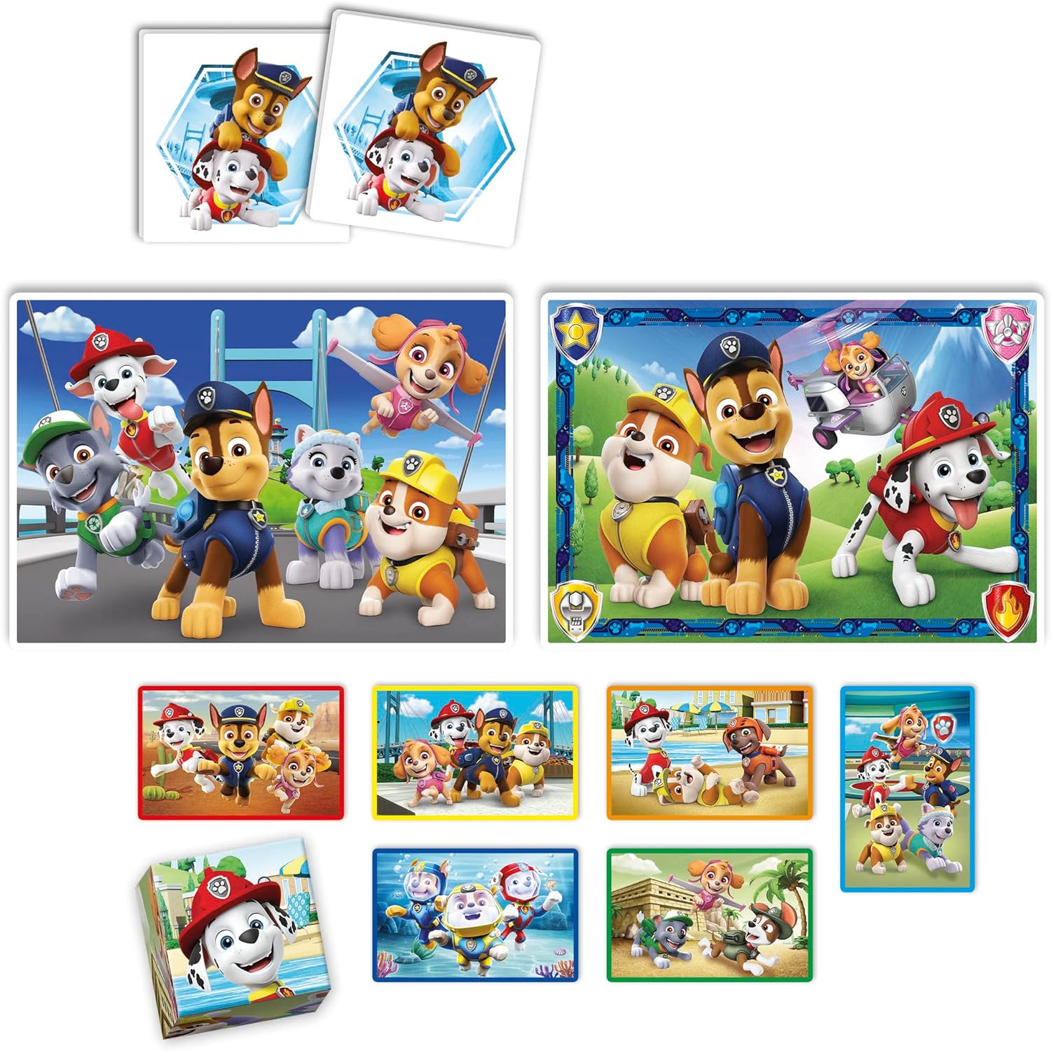 Clementoni - 18291 - Edukit 4 In 1 Paw Patrol (30 And 48 Pieces Puzzle, Memo And Six Cubes), Children Jigsaw Puzzle, Memo Games, Card Games For Kids 4 Years, Made In Italy