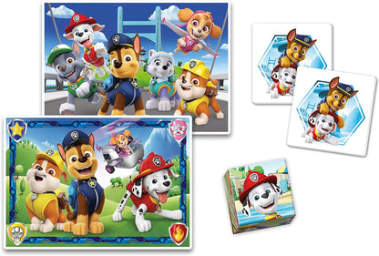 Clementoni - 18291 - Edukit 4 In 1 Paw Patrol (30 And 48 Pieces Puzzle, Memo And Six Cubes), Children Jigsaw Puzzle, Memo Games, Card Games For Kids 4 Years, Made In Italy