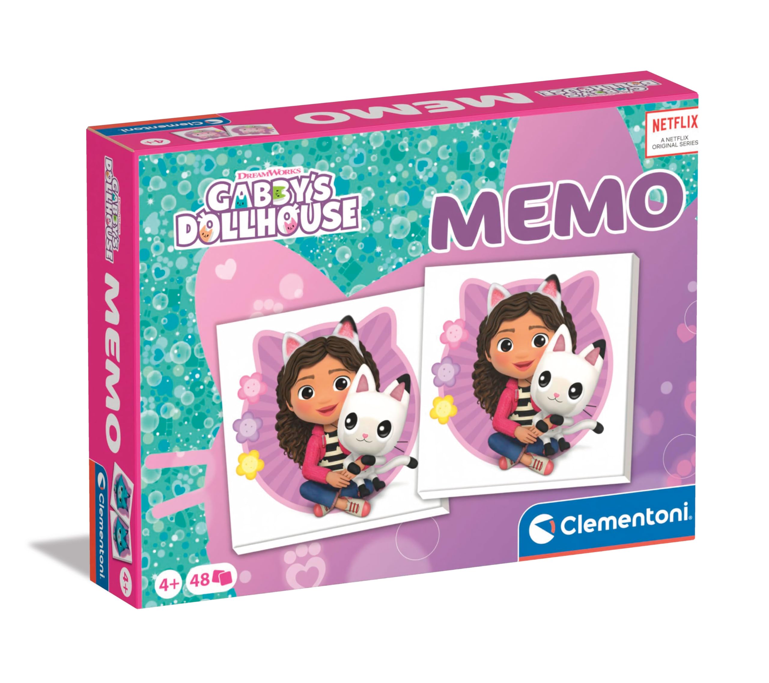 Clementoni - 18293 - Memo Pocket Gabby'S Dollhouse - Educatief Speelgoed, Memo Spel, Kaartenspel Voor Kinderen, 3-5 Jaar, Bordspel Vanaf 4 Jaar, 2 Spelers, Gemaakt In Italy
