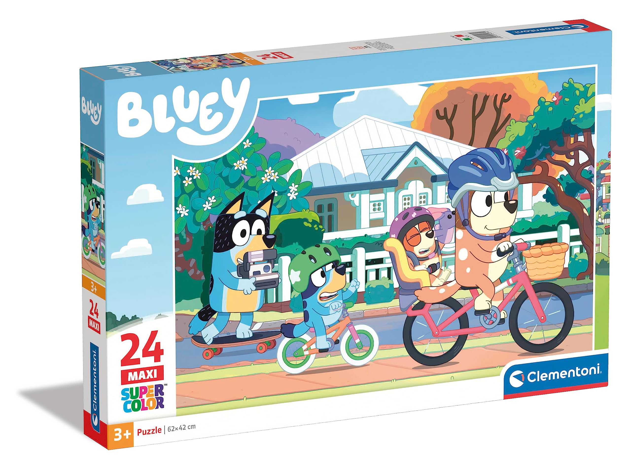 Clementoni 24234 Bluey Supercolor Bluey-24 Maxi Pieces-Jigsaw Puzzle for Kids Age 3, Multi-Coloured