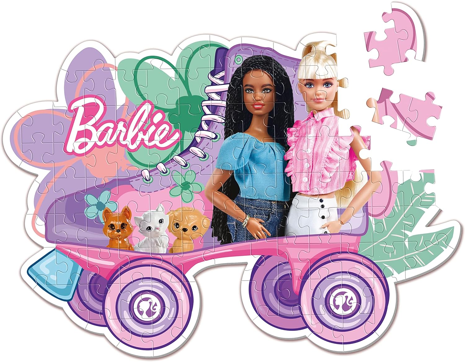 Clementoni 27164 Barbie Supercolor Shaped Barbie-104 Pieces-Jigsaw Puzzle for Kids Age 6-Made in Italy