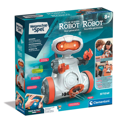 Clementoni - 56171 - Wissenschaft & Spiel - Mio Roboter - Spielzeugroboter (Französisch Sprache, Niederländische Sprache), Programmierbar, Roboter Interaktiv, Mint, Robotik, Lernspiele 8 Jahre, Made