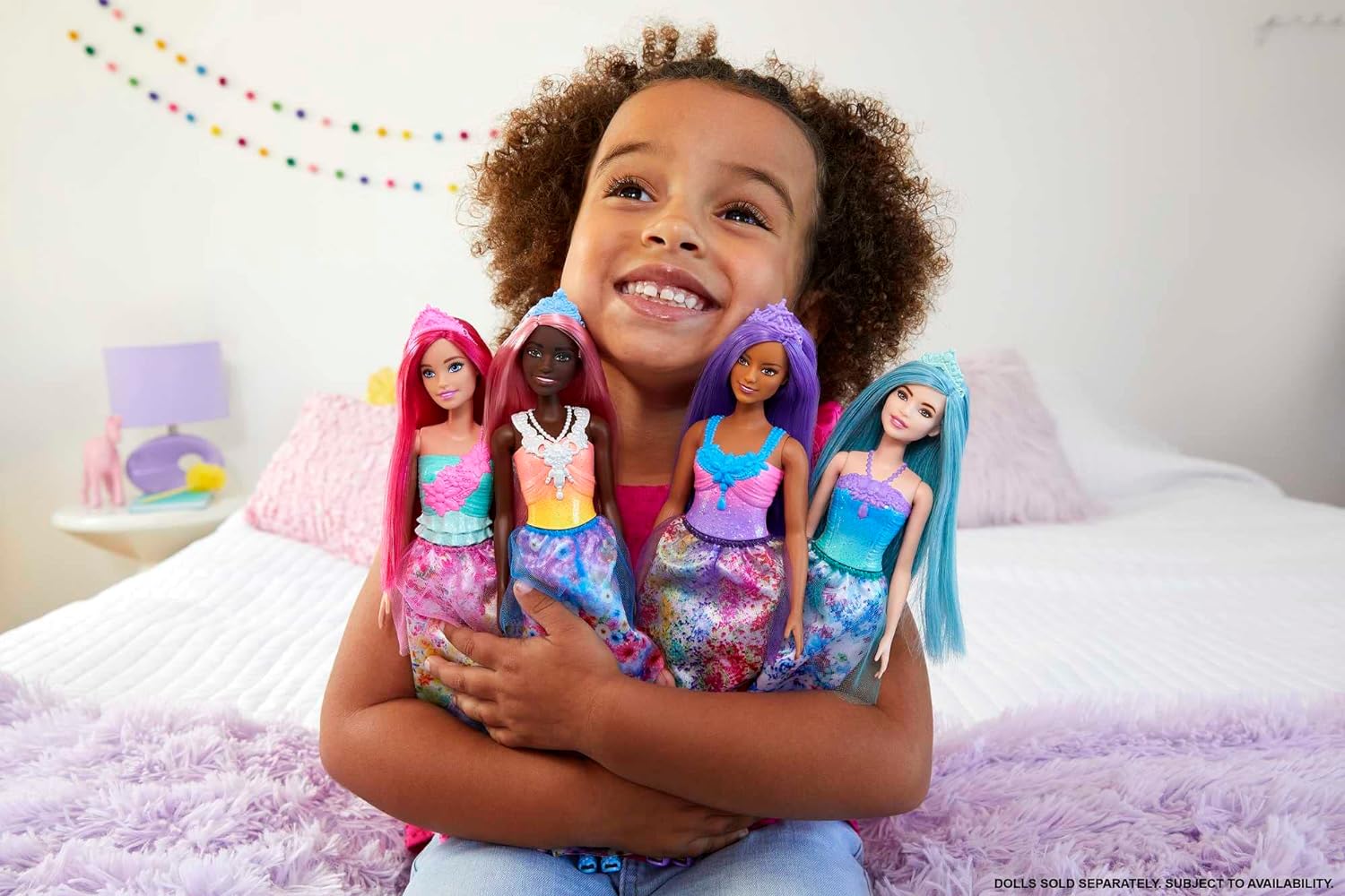 Barbie Dreamtopia Royal Doll with Curvy Body, Purple Hair & Sparkly Bodice Wearing Removable Skirt, Shoes & Headband, HGR17