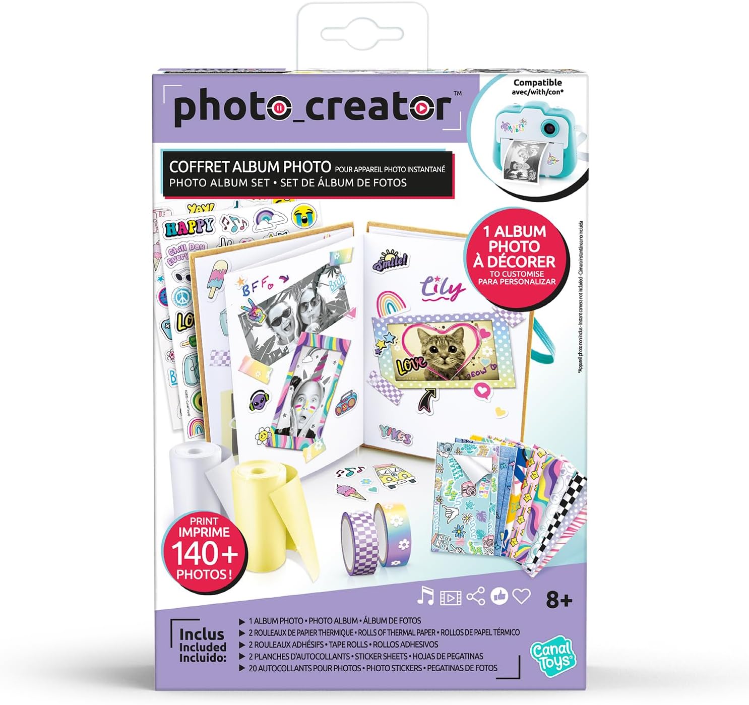 Canal Toys Set of Instant Printing Album with 2 Rolls of Paper, 2 Sheets of Stickers and 20 Adhesive Photo Frames 007-Channel Toys, CLK 007