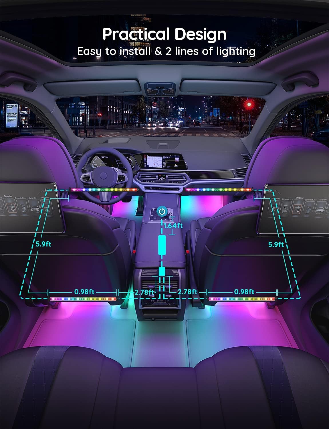 Govee RGBIC Interior Car Lights Eclairage intelligent par bande Transparent Bluetooth