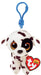 Ty - Plush Key Ring - Beanie Boos Clips - Dalmatian Dog - Luther - Black and White - With Gold Glitter Eyes - The Plush with Big Sparkling Eyes - 12 cm - 35254