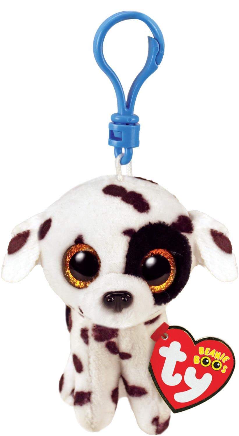 Ty - Plush Key Ring - Beanie Boos Clips - Dalmatian Dog - Luther - Black and White - With Gold Glitter Eyes - The Plush with Big Sparkling Eyes - 12 cm - 35254