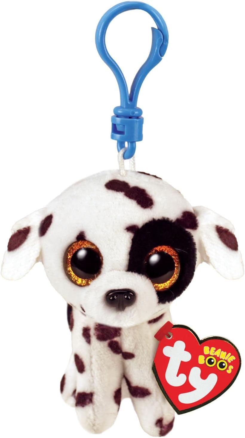 Ty - Plush Key Ring - Beanie Boos Clips - Dalmatian Dog - Luther - Black and White - With Gold Glitter Eyes - The Plush with Big Sparkling Eyes - 12 cm - 35254