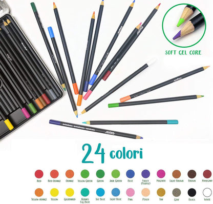 CRAYOLA - Signature, 24 colouring pencils shades and shadows, in decorated tin box, creative activity and gift, 68-2026